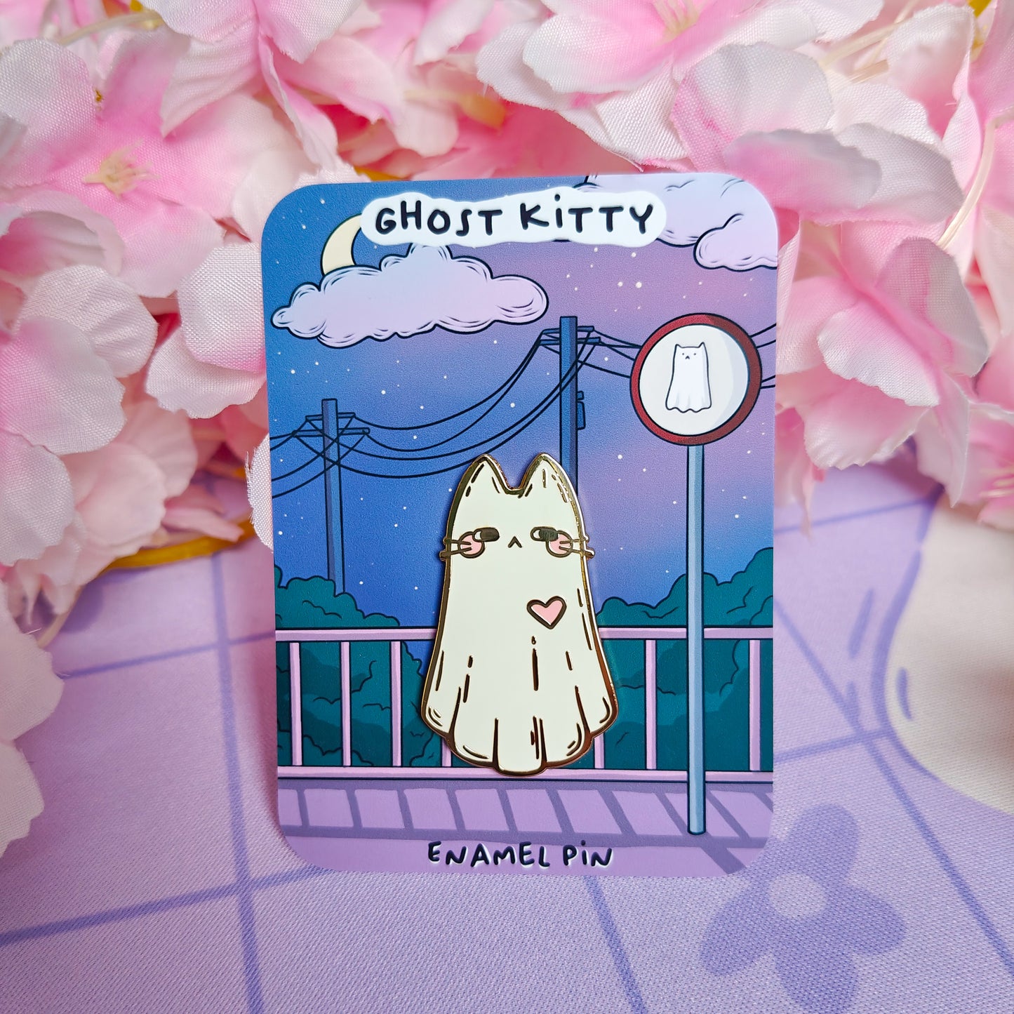Ghost Kitty Hard enamel pin