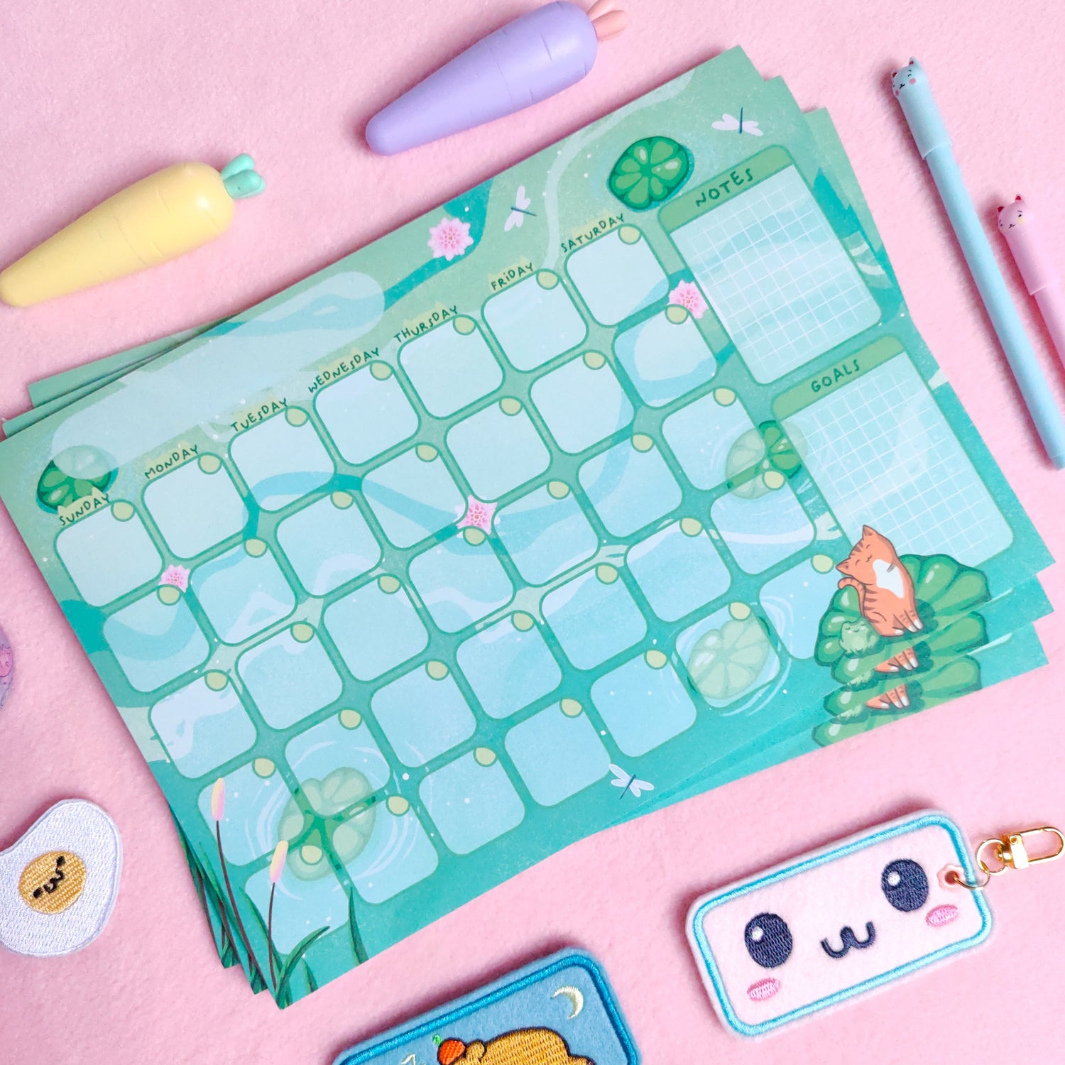 Kawaii planners, cute frog monthly planner, eu kawaii stationary, cute stationary ireland. Kawaii shop eu.