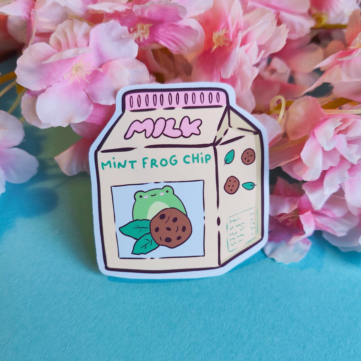 Mint Frog Chip Milk Vinyl Sticker