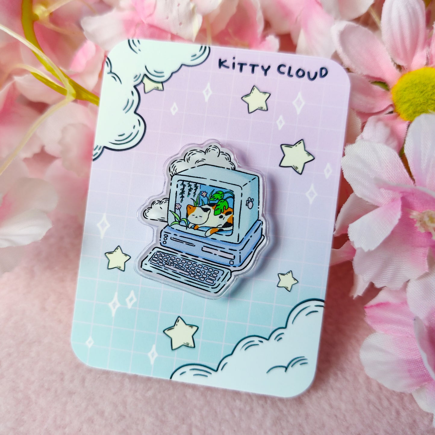 Kitty Cloud Acrylic Pin