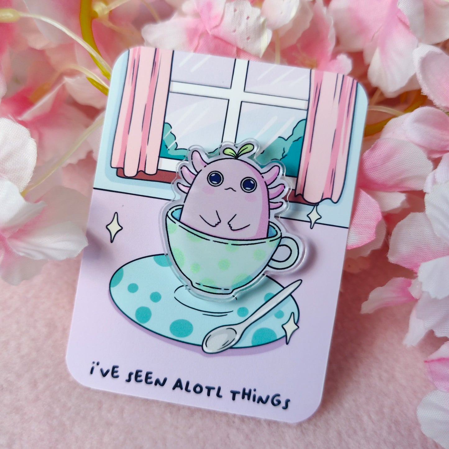 Chonky Axolotl Acrylic Pin