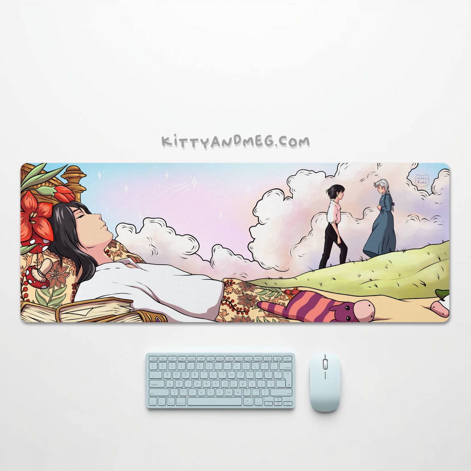 ghibli howl pendragon and sophie gaming deskmat